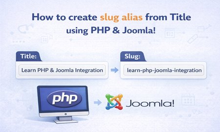 How to create slug alias from Title using PHP & Joomla