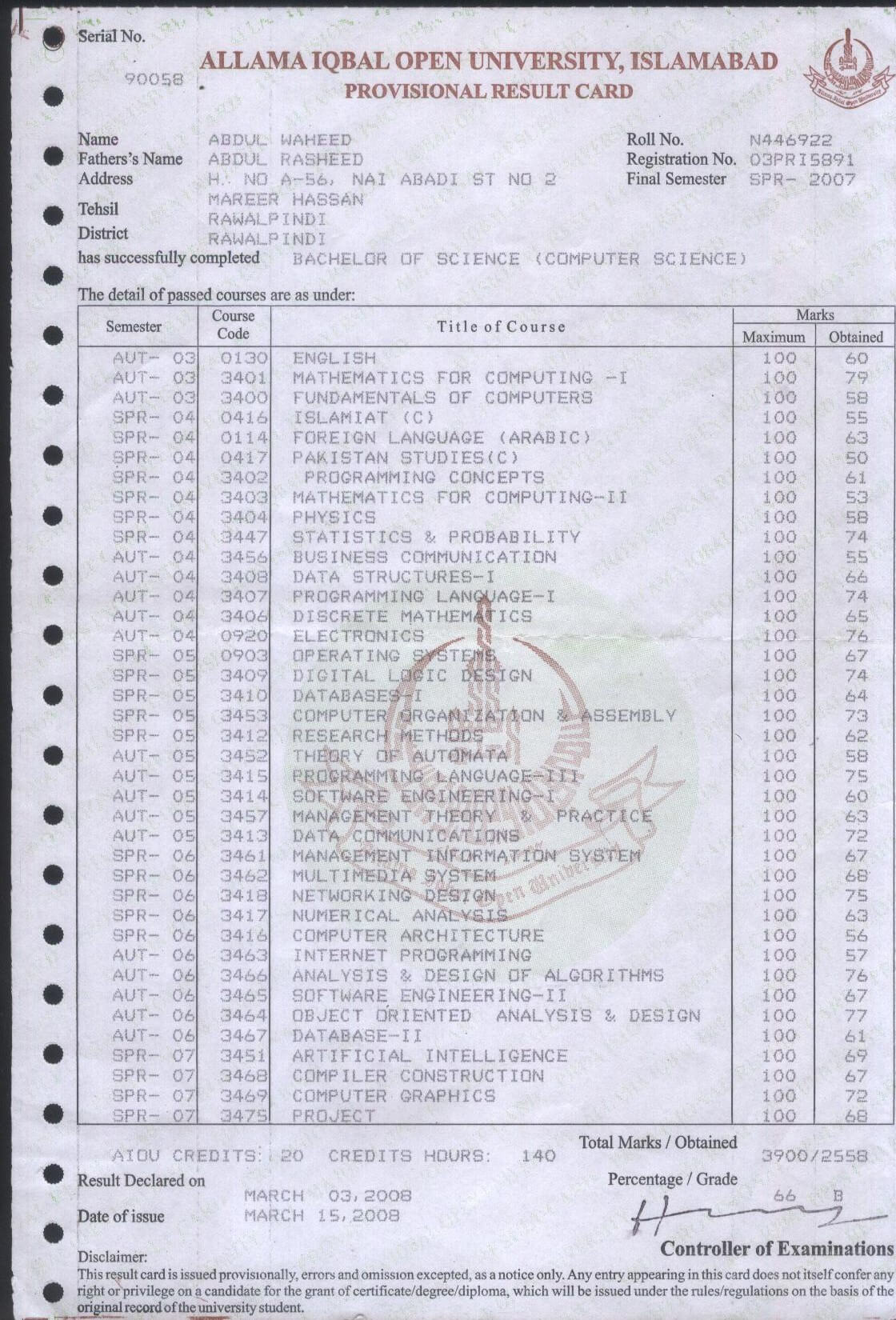 bachelor of computer science certificate