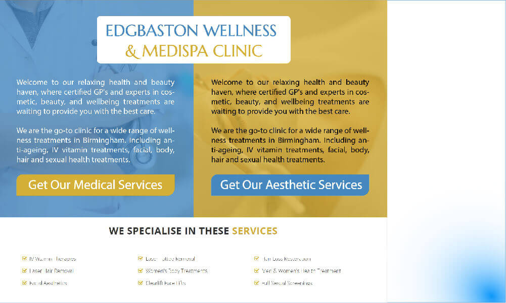 wellness medical web design mockup 1